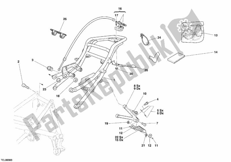 All parts for the Rear Frame Biposto of the Ducati Superbike 749 S 2005